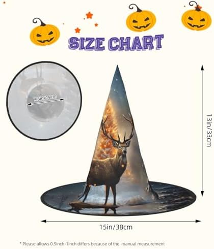 Witch Hats Halloween Costume Cone Wizard Hat with Deer Design