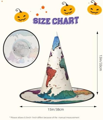 World Map Witch Hat Halloween Costume Headwear
