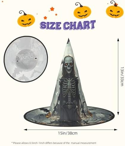 Witch Hats Halloween Cone Wizard Hat Bat Skull Pattern