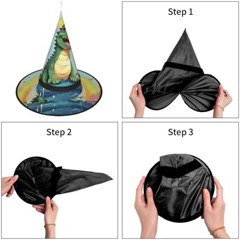 Cute Crocodile Rainbow Witch Hat Halloween Costume