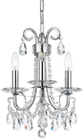 3 Light Traditional Candle Mini Crystal Chandelier in Polished Chrome
