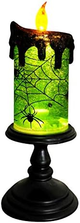 Eldnacele Halloween Snow Globe Candle Lamp with Timer and Glittering Tornado