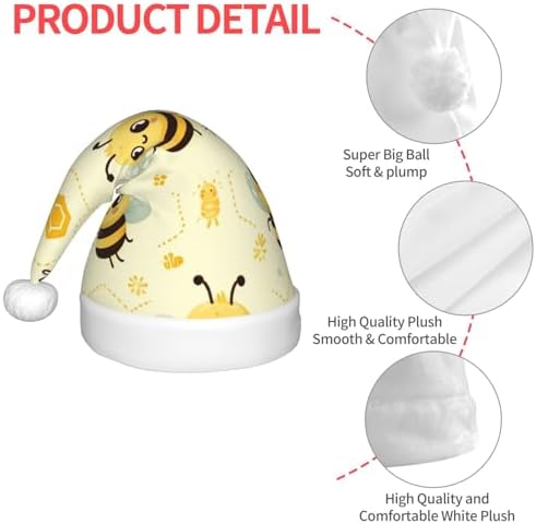 Augenstern Christmas Hat Cute Cartoon Bee Xmas Hat Unisex Santa Hat