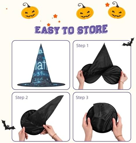 3D Math Witch Halloween Cone Hat for Adults