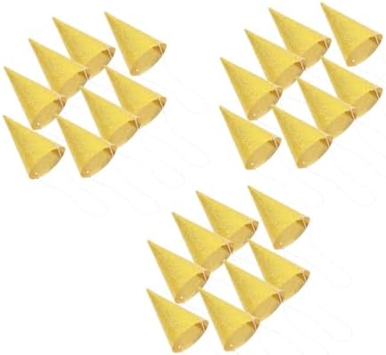 LUOZZY 24pcs Birthday Cone Hats Glitter Golden Party Headwear