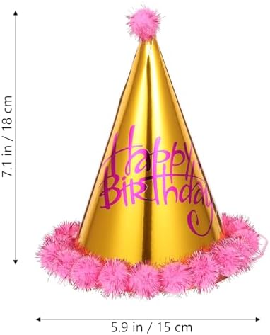 LOGOFUN 8PCS Birthday Party Hats Metallic Foil Paper Caps for Kids