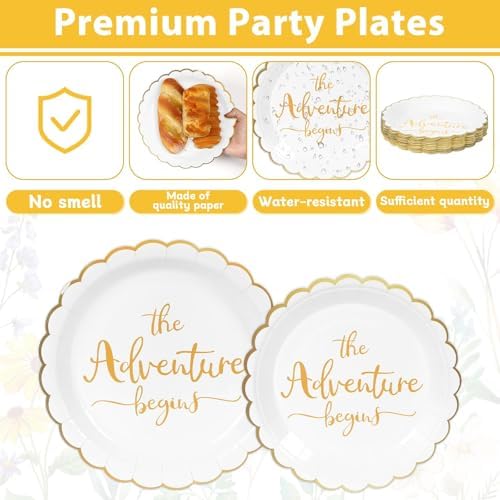 100Pcs The Adventure Begins Paper Plates Napkins Set