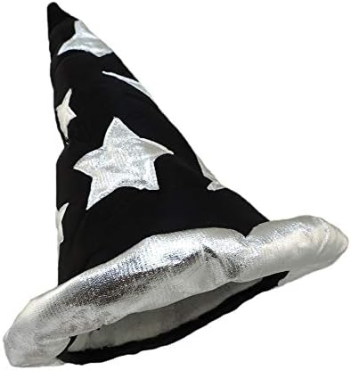 Novelty Giant Black and Silver Pointed Wizard Hat
