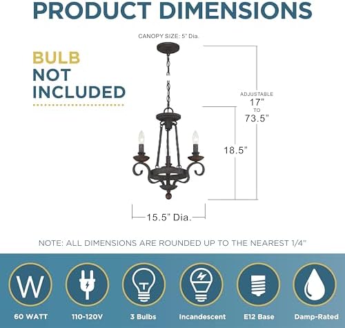 Quoizel Noble Candle Chandelier 3 Light Rustic Black