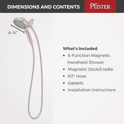 Pfister HydroFuse Handheld Shower Head with 6 Functions and 25 GPM