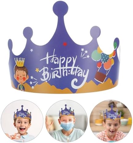 LOGOFUN 100pcs Paper Crown Hats for Kids Birthday Parties