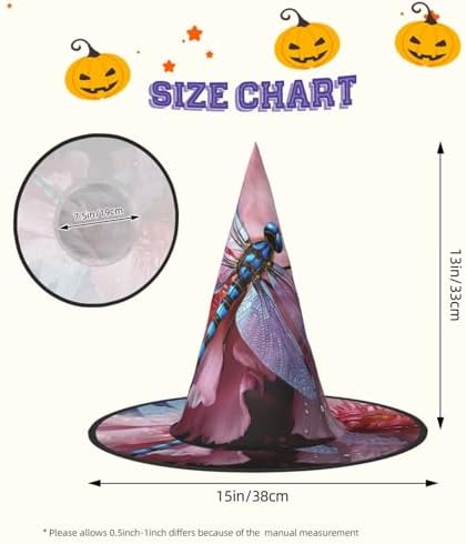 Witch Hats Halloween Cone Wizard Hat Flower and Blue Dragonfly Costume