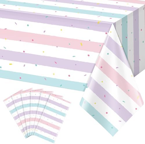 6 Pack Sprinkle Ice Cream Tablecloths for Birthday Parties