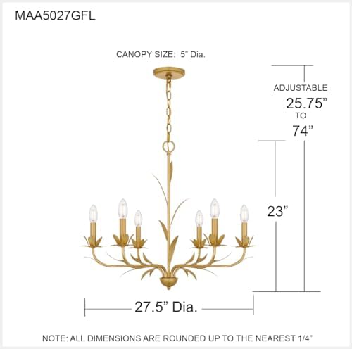 Quoizel Maria 6 Light Gold Leaf Chandelier