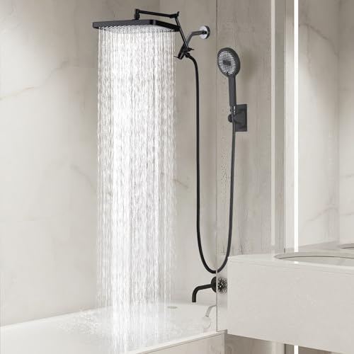 13 Inch Rain Shower Head with Handheld Spray Combo - Matte Black