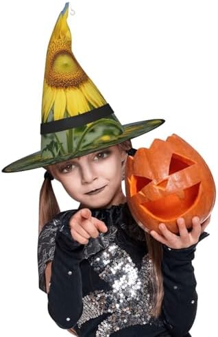 Golden Yellow Sunflower Witch Halloween Hat with LED Light