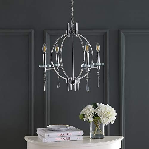 23 Inch Chrome Metal LED Chandelier with Crystal Bulbs