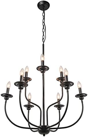 LALUZ Black 2-Tier 9-Candle Chandelier