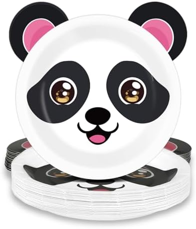 48Pcs Panda Paper Plates Birthday Party Decor