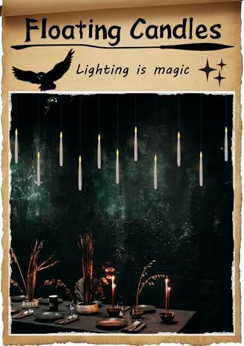 Leejec 20pcs Flameless Taper Floating Candles with Magic Wand Remote