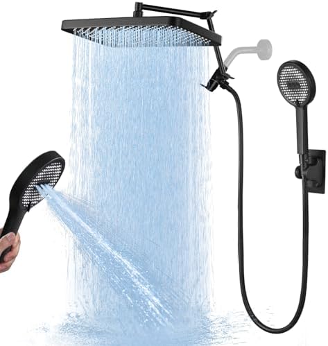 13 Inch Rain Shower Head with Handheld Spray Combo - Matte Black