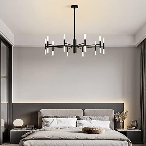 KCO Black Sputnik Chandelier - Mid Century Modern Ceiling Light