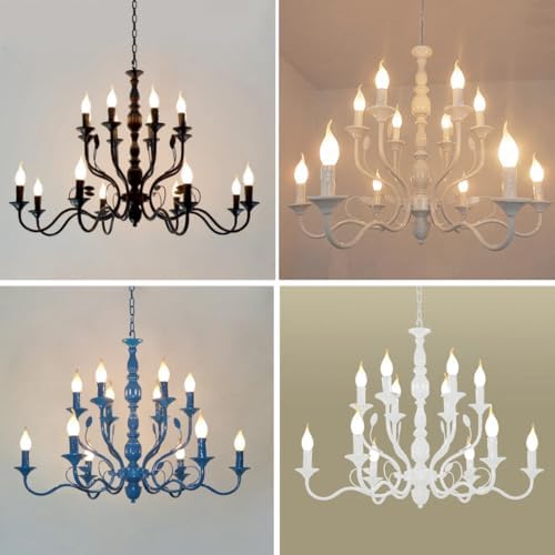 Blue Farmhouse 2 Tier Chandelier with 12 Lights