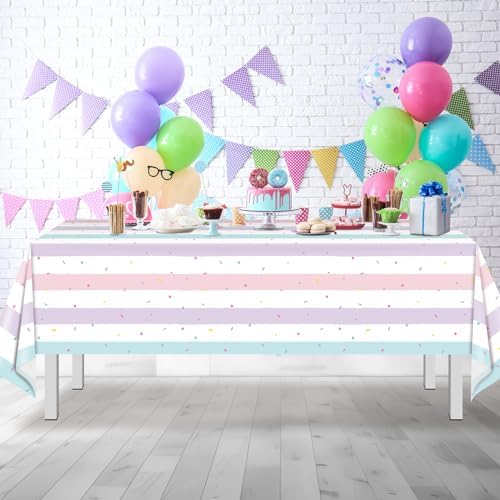 6 Pack Sprinkle Ice Cream Tablecloths for Birthday Parties