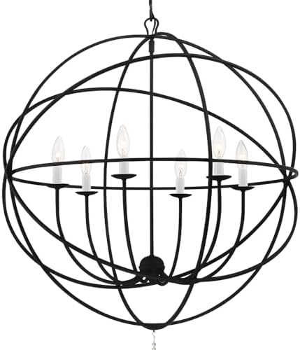 Crystorama Solaris 6 Light Black Chandelier 1