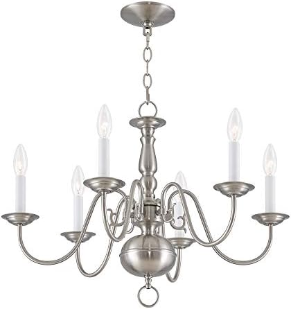 Livex Lighting Williamsburgh 6 Light Brushed Nickel Chandelier