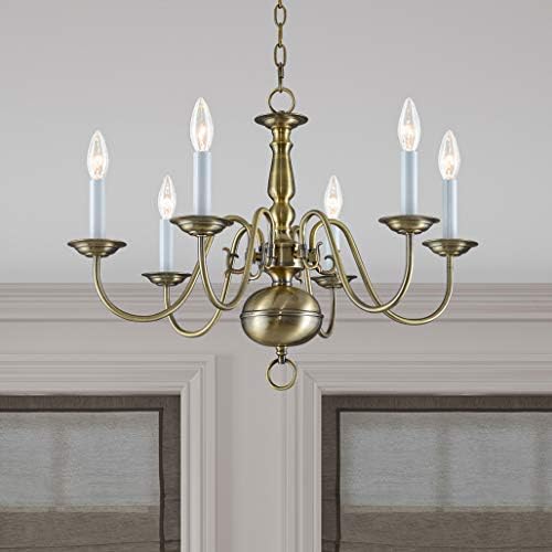 Livex Lighting Williamsburgh 6 Light Brushed Nickel Chandelier