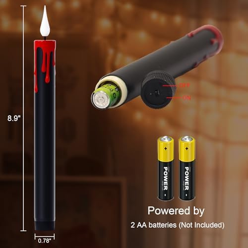 GenSwin Halloween Black Taper Flameless Candles with Remote Timer