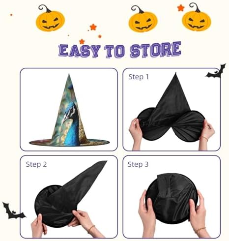 Witch Hats Halloween Cone Wizard Hat Peacock Costume