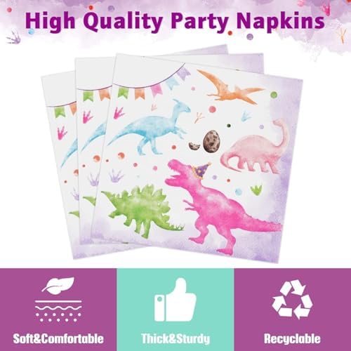 WERNNSAI Dinosaur Party Tableware 64 PCS Plates Napkins Forks