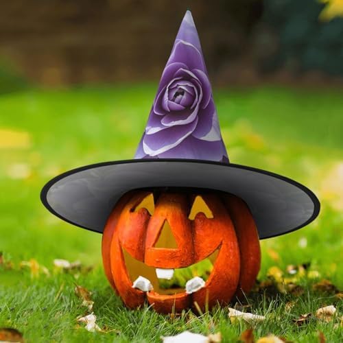 Purple Camellia Witch Hat Halloween Costume