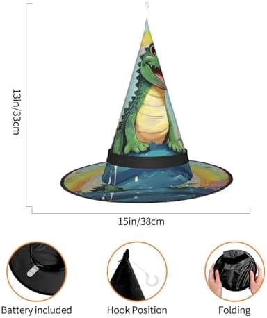 Cute Crocodile Rainbow Witch Hat Halloween Costume
