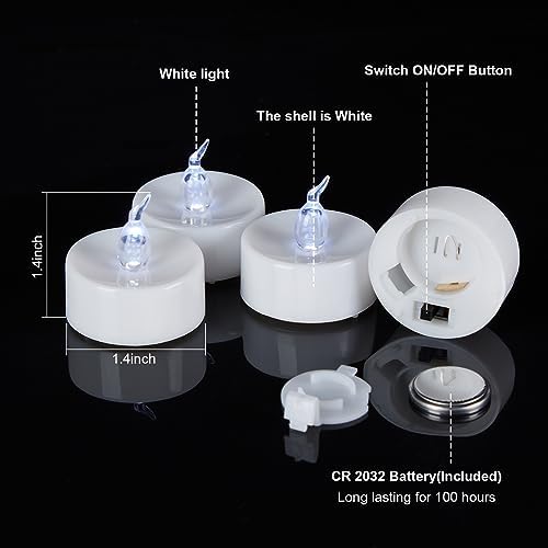 AGPTEK 24 PCS LED Tealights Flameless Candles for Wedding Birthday Party - White