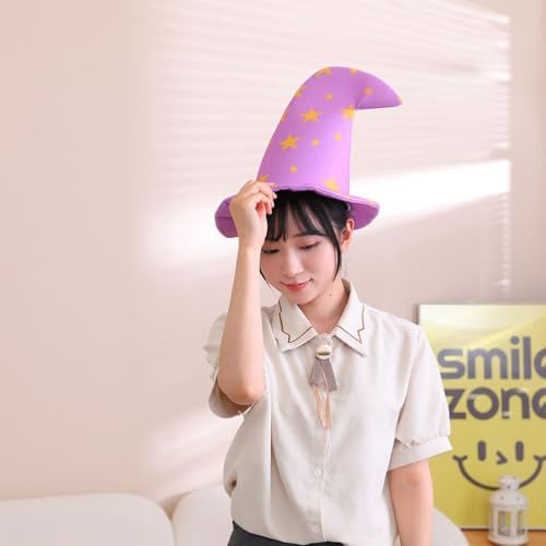 LOGOFUN Halloween Witch Hat with Star Pattern