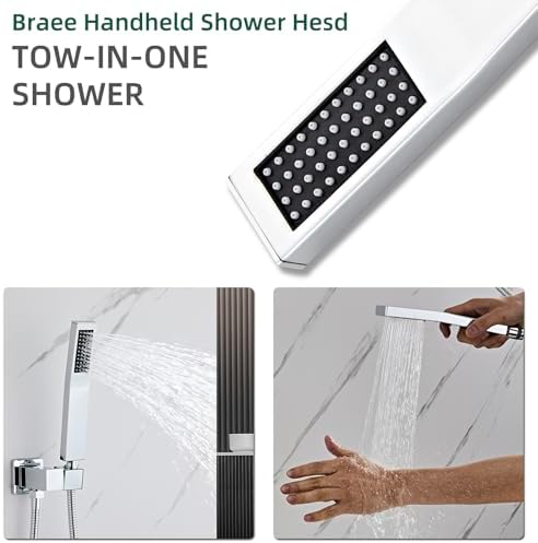 AITANI Square Chrome Handheld Shower Head with Hose and Wall Connector
