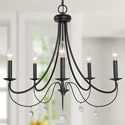 LOG BARN 5-Light Black Farmhouse Chandelier 245 Inches Diameter