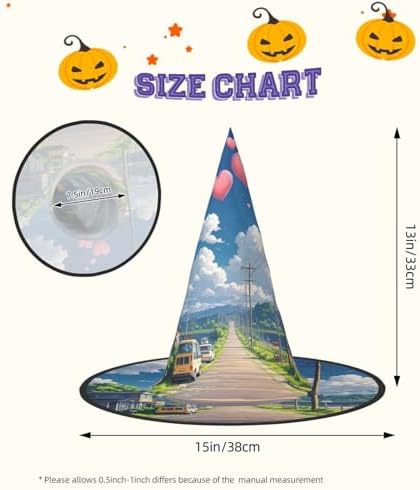 Witch Hats Halloween Cone Wizard Hat with Hearts in the Sky Costume