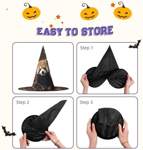 Red Pandas Witch Halloween Cone Hat Costume