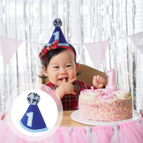 LUOZZY First Birthday Hat for Kids Blue