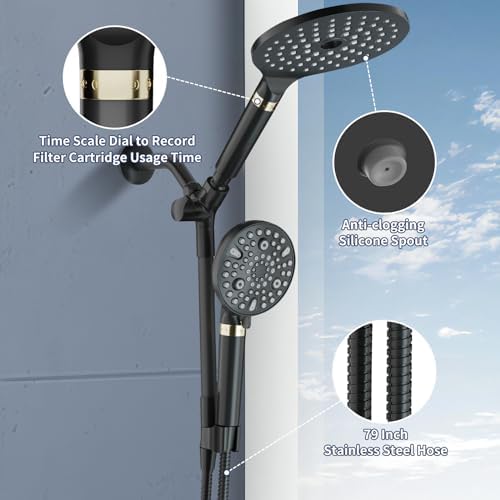 HANLIAN Dual Shower Head with Handheld Spray Combo