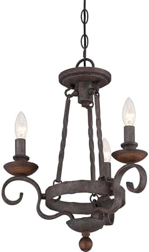 Quoizel Noble Candle Chandelier 3 Light Rustic Black