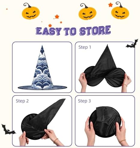 Witch Hats Halloween Cone Wizard Hat Blue White Costume Cosplay