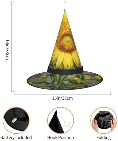 Golden Yellow Sunflower Witch Halloween Hat with LED Light