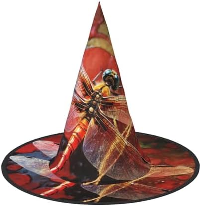 Red Dragonfly Witch Halloween Costume Hat for Adults