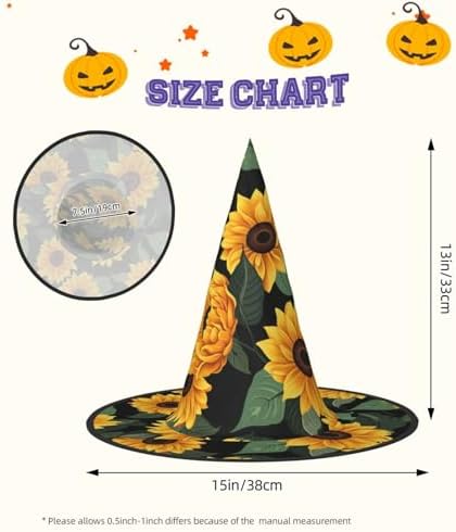 Sunflower Pattern Witch Hats Halloween Costume Cosplay Headwear