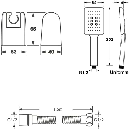UWEREBFM X Shower Head with Handheld 3 Settings